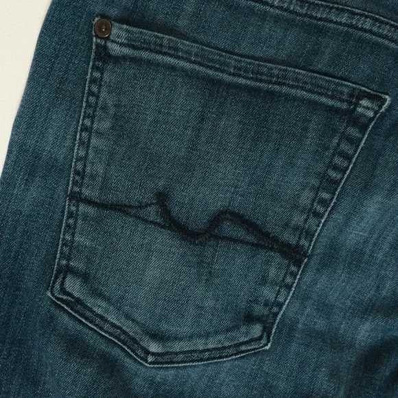 7 For All Mankind Slimmy Jeans Mens 38x32 Dark Wash Blue Denim - Picture 10 of 14